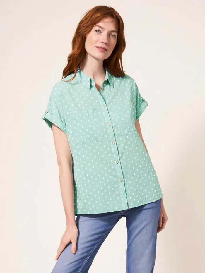 White Stuff SHIRTS and BLOUSES Ella Organic Cotton Shirt Mid Green 8211 Women White Stuff SHIRTS and BLOUSES Ella Organic Cotton Shirt Mid Green 8211 Women