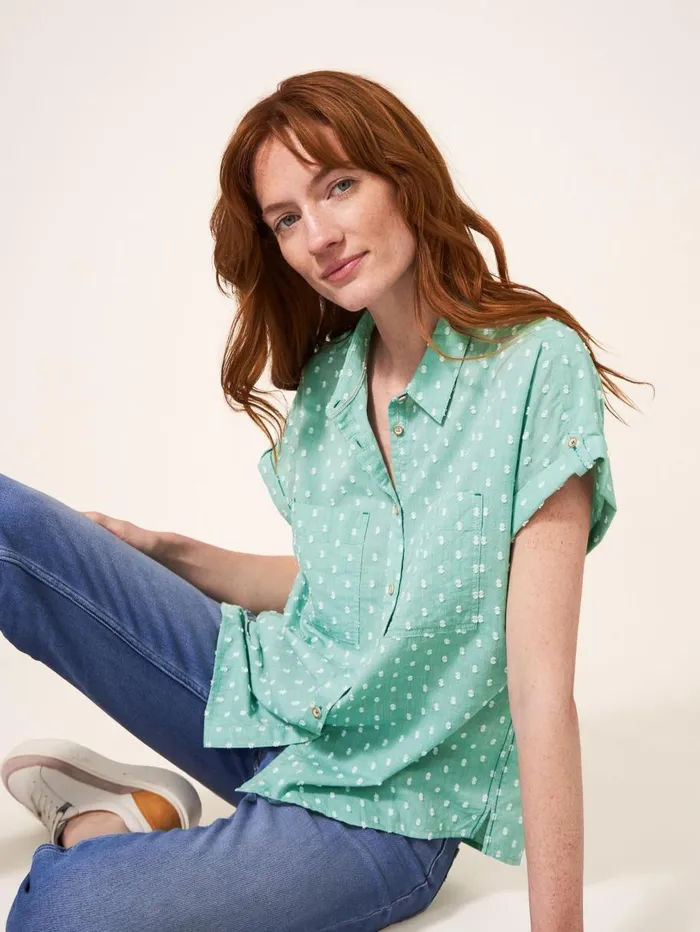 White Stuff SHIRTS and BLOUSES Ella Organic Cotton Shirt Mid Green 8211 Women White Stuff SHIRTS and BLOUSES Ella Organic Cotton Shirt Mid Green 8211 Women
