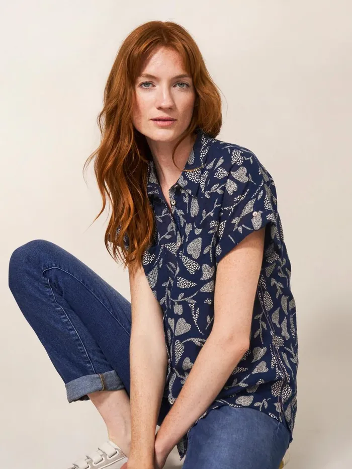 White Stuff SHIRTS and BLOUSES Ella Organic Cotton Shirt Navy Print 8211 Women White Stuff SHIRTS and BLOUSES Ella Organic Cotton Shirt Navy Print 8211 Women