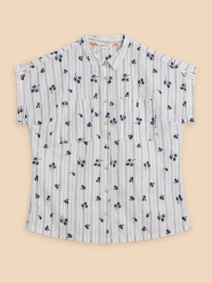 White Stuff SHIRTS and BLOUSES Ellie Stripe Embroidered Shirt Ivory Multi 8211 Women