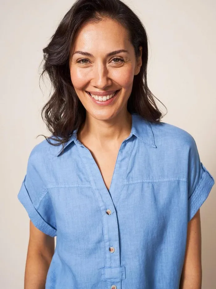 White Stuff SHIRTS and BLOUSES Elsie Linen Tunic Mid Blue 8211 Women