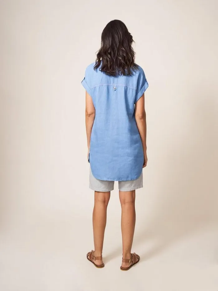 White Stuff SHIRTS and BLOUSES Elsie Linen Tunic Mid Blue 8211 Women