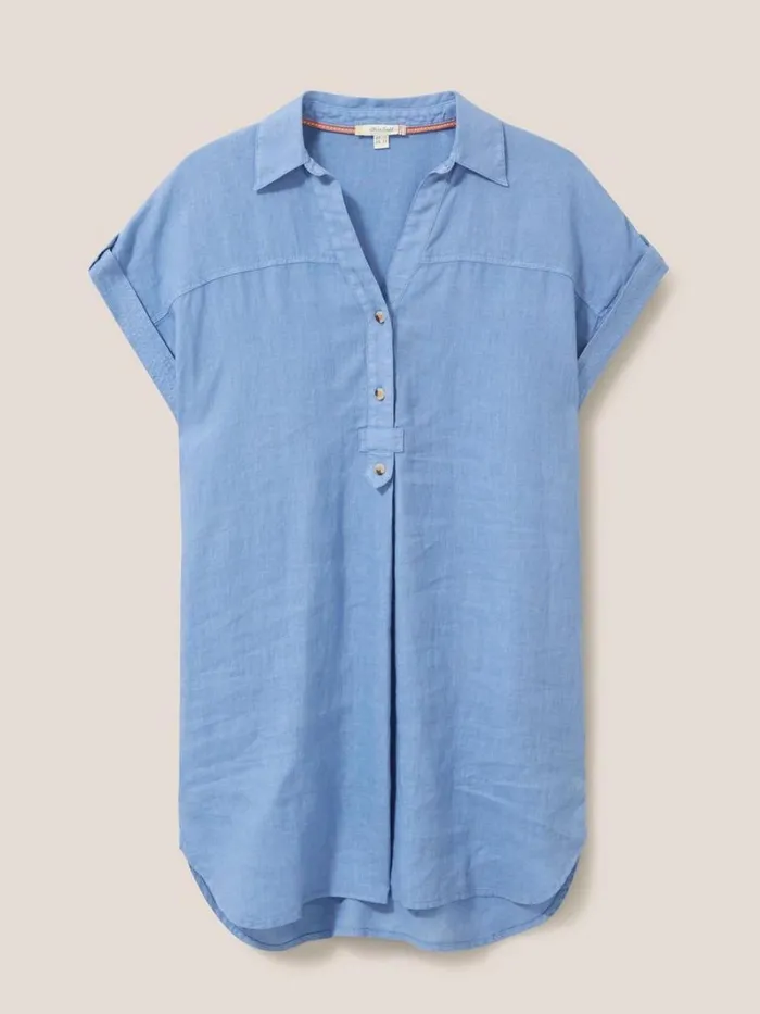 White Stuff SHIRTS and BLOUSES Elsie Linen Tunic Mid Blue 8211 Women