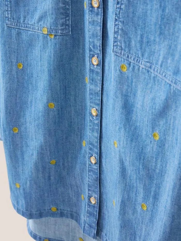 White Stuff SHIRTS and BLOUSES Embroidered Sophie Shirt Denim Multi 8211 Women