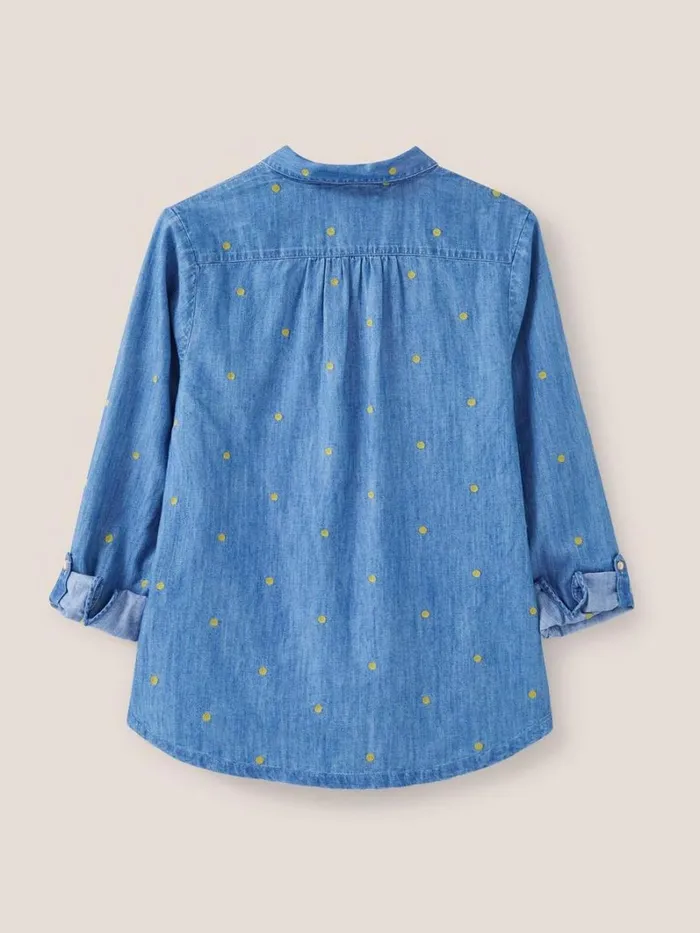 White Stuff SHIRTS and BLOUSES Embroidered Sophie Shirt Denim Multi 8211 Women