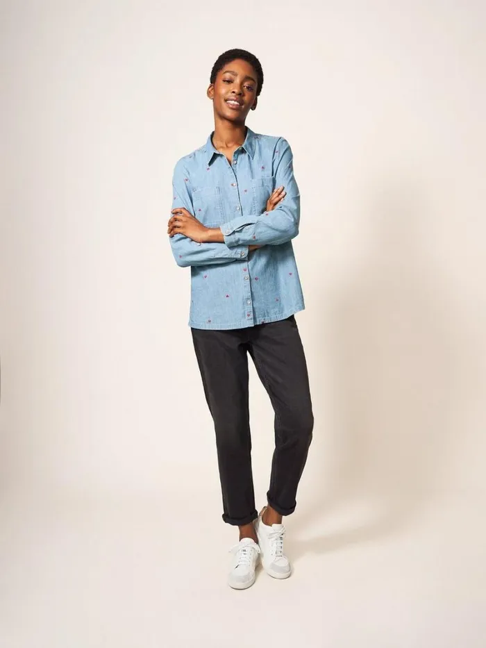 White Stuff SHIRTS and BLOUSES Emilia Heart Emb Shirt Denim Multi 8211 Women White Stuff SHIRTS and BLOUSES Emilia Heart Emb Shirt Denim Multi 8211 Women