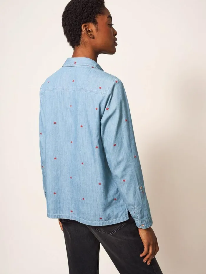 White Stuff SHIRTS and BLOUSES Emilia Heart Emb Shirt Denim Multi 8211 Women White Stuff SHIRTS and BLOUSES Emilia Heart Emb Shirt Denim Multi 8211 Women