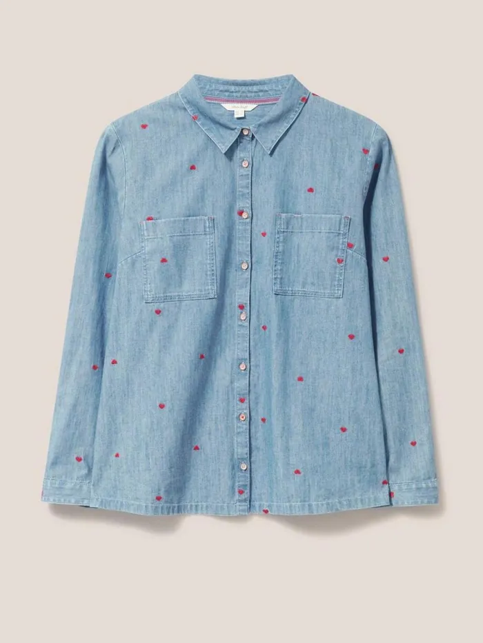 White Stuff SHIRTS and BLOUSES Emilia Heart Emb Shirt Denim Multi 8211 Women White Stuff SHIRTS and BLOUSES Emilia Heart Emb Shirt Denim Multi 8211 Women