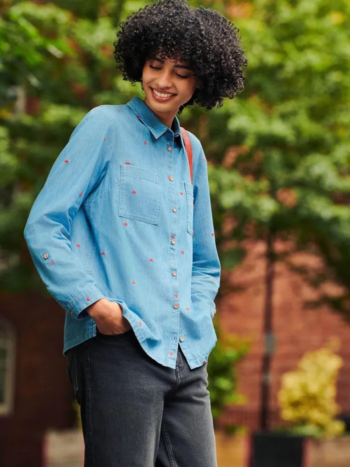 White Stuff SHIRTS and BLOUSES Emilia Heart Emb Shirt Denim Multi 8211 Women White Stuff SHIRTS and BLOUSES Emilia Heart Emb Shirt Denim Multi 8211 Women