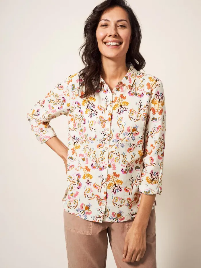 White Stuff SHIRTS and BLOUSES Emilia Organic Cotton Classic Fit Shirt Ivory Print 8211 Women White Stuff SHIRTS and BLOUSES Emilia Organic Cotton Classic Fit Shirt Ivory Print 8211 Women
