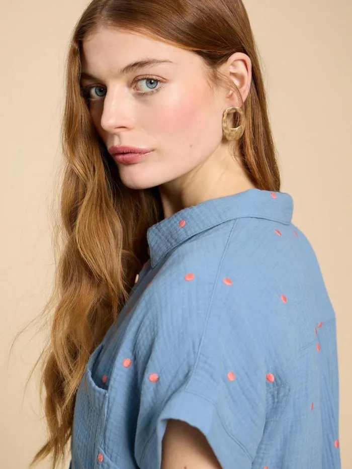White Stuff SHIRTS and BLOUSES Emma Double Cloth Shirt Blue Multi 8211 Women