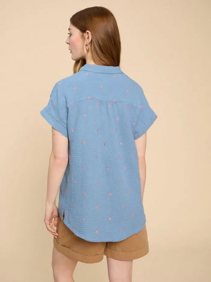 White Stuff SHIRTS and BLOUSES Emma Double Cloth Shirt Blue Multi 8211 Women