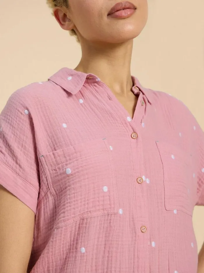 White Stuff SHIRTS and BLOUSES Emma Double Cloth Shirt Pink Multi 8211 Women