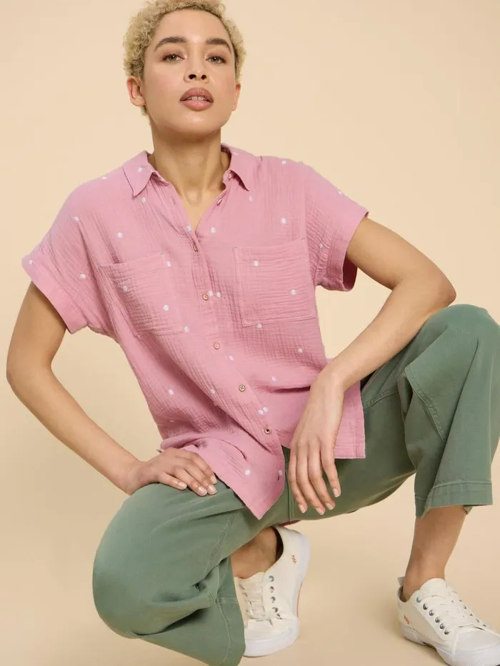 White Stuff SHIRTS and BLOUSES Emma Double Cloth Shirt Pink Multi 8211 Women