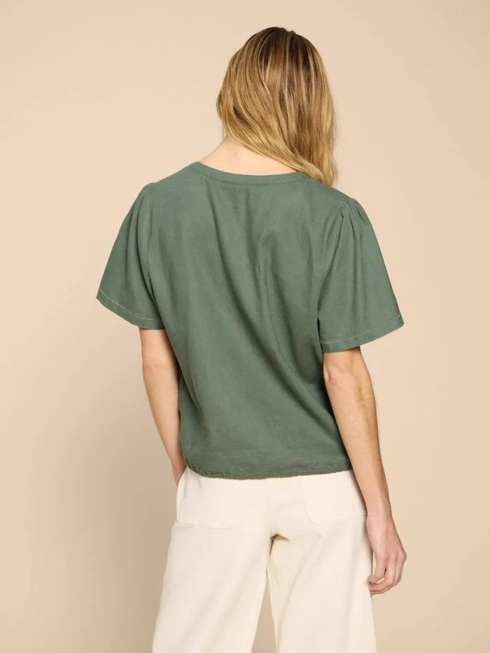 White Stuff SHIRTS and BLOUSES Ferne Linen Blend Shirt Khaki Green 8211 Women