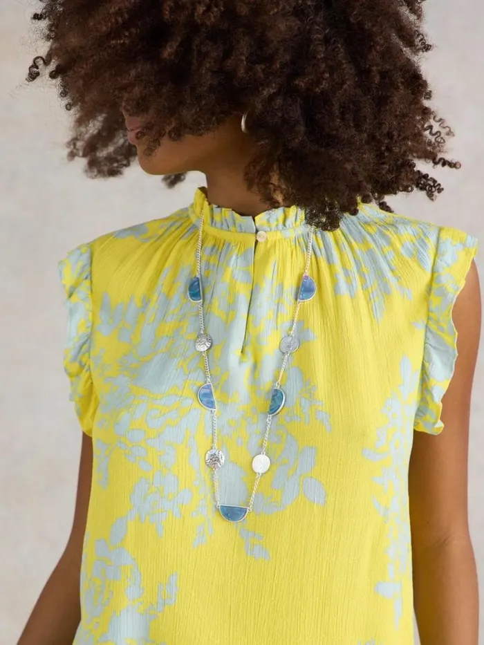 White Stuff SHIRTS and BLOUSES Florence Eco Vero Vest Yellow Print 8211 Women