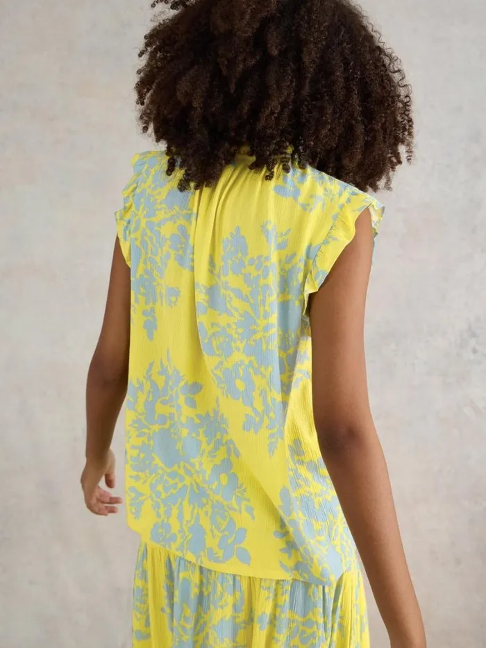 White Stuff SHIRTS and BLOUSES Florence Eco Vero Vest Yellow Print 8211 Women