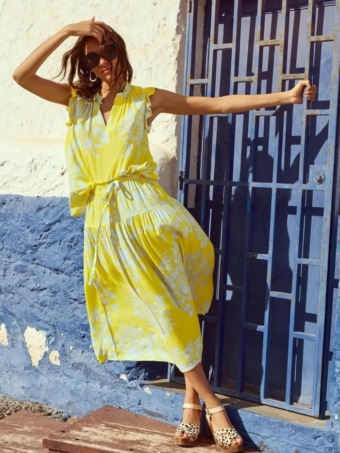 White Stuff SHIRTS and BLOUSES Florence Eco Vero Vest Yellow Print 8211 Women