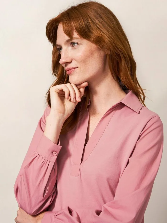 White Stuff SHIRTS and BLOUSES Fran Plain Shirt Mid Pink 8211 Women