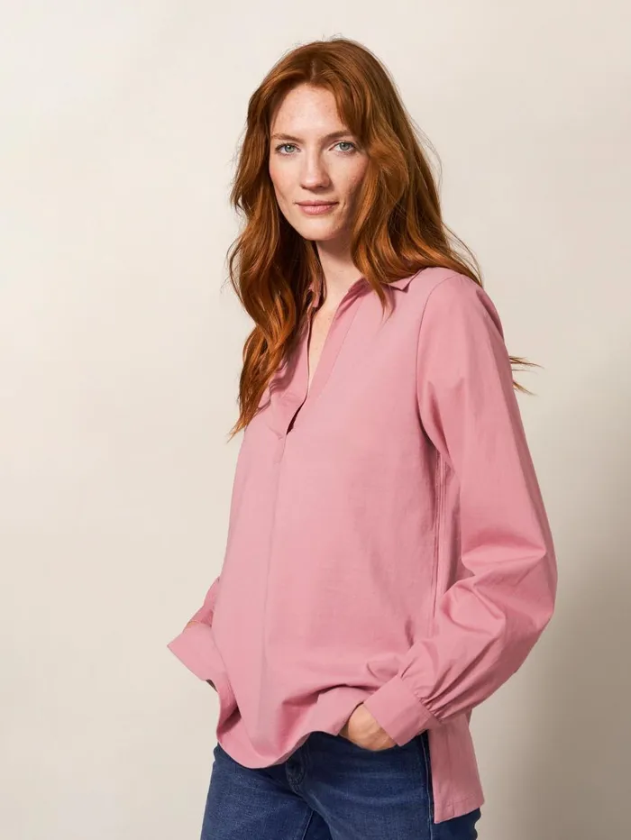 White Stuff SHIRTS and BLOUSES Fran Plain Shirt Mid Pink 8211 Women