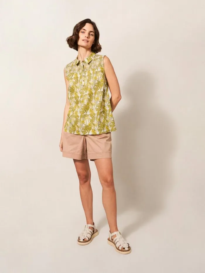 White Stuff SHIRTS and BLOUSES Gianna Cotton Shirt Green Multi 8211 Women