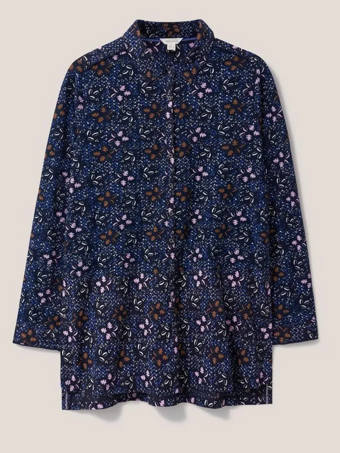White Stuff SHIRTS and BLOUSES Lottie Longline Mix Shirt Navy Multi 8211 Women White Stuff SHIRTS and BLOUSES Lottie Longline Mix Shirt Navy Multi 8211 Women