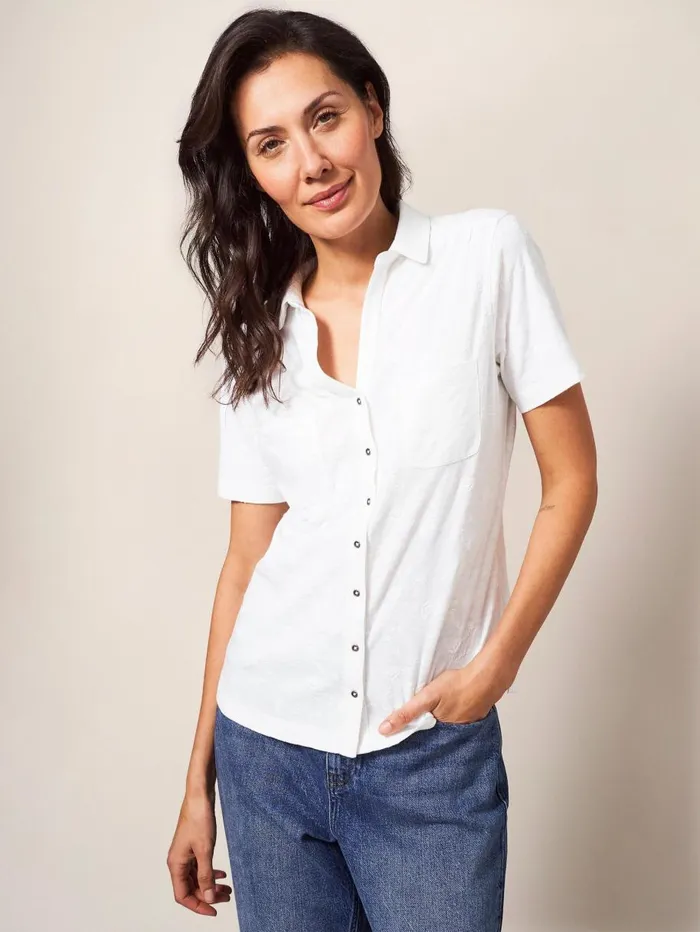 White Stuff SHIRTS and BLOUSES PENNY POCKET EMBROIDERED JERSEY SHIRT Brilliant White 8211 Women White Stuff SHIRTS and BLOUSES PENNY POCKET EMBROIDERED JERSEY SHIRT Brilliant White 8211 Women
