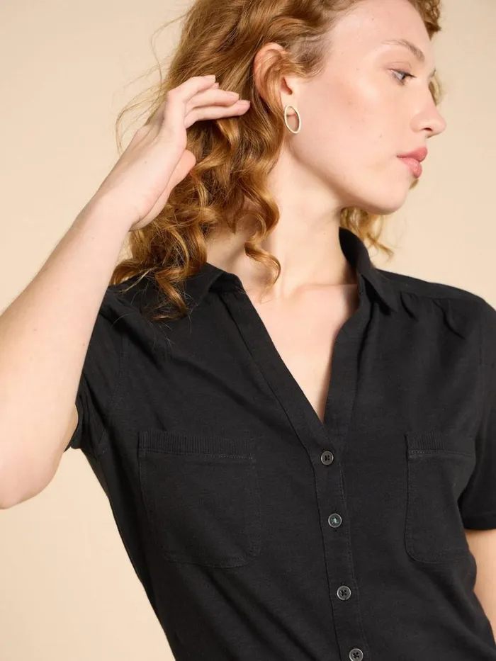 White Stuff SHIRTS and BLOUSES Penny Pocket Jersey Shirt Pure Black 8211 Women White Stuff SHIRTS and BLOUSES Penny Pocket Jersey Shirt Pure Black 8211 Women