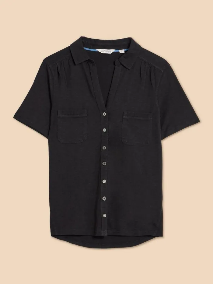White Stuff SHIRTS and BLOUSES Penny Pocket Jersey Shirt Pure Black 8211 Women White Stuff SHIRTS and BLOUSES Penny Pocket Jersey Shirt Pure Black 8211 Women