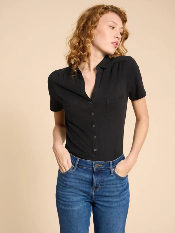 White Stuff SHIRTS and BLOUSES Penny Pocket Jersey Shirt Pure Black 8211 Women White Stuff SHIRTS and BLOUSES Penny Pocket Jersey Shirt Pure Black 8211 Women