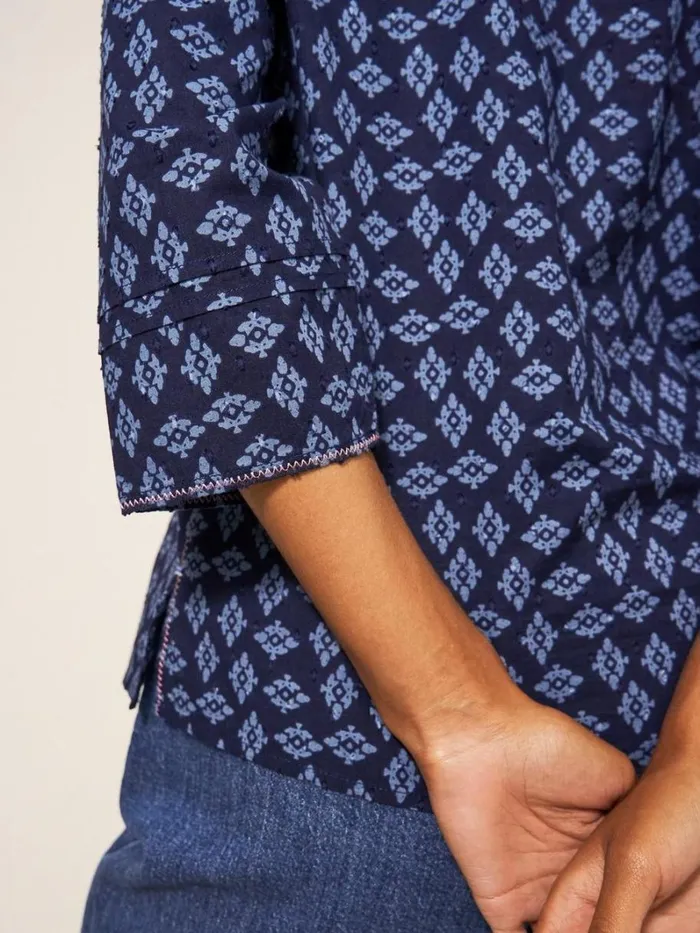 White Stuff SHIRTS and BLOUSES Rae Cotton Top Navy Multi 8211 Women