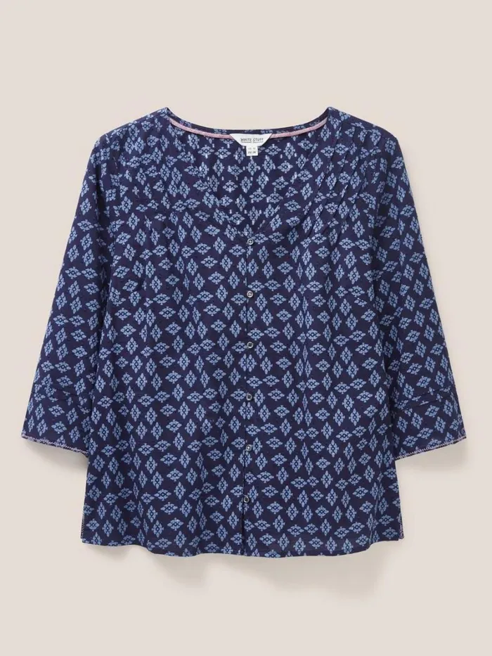 White Stuff SHIRTS and BLOUSES Rae Cotton Top Navy Multi 8211 Women