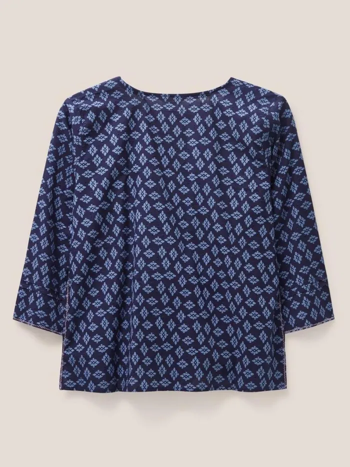 White Stuff SHIRTS and BLOUSES Rae Cotton Top Navy Multi 8211 Women
