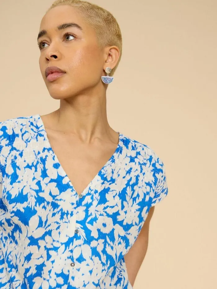 White Stuff SHIRTS and BLOUSES Rae Organic Cotton Vest Blue Multi 8211 Women