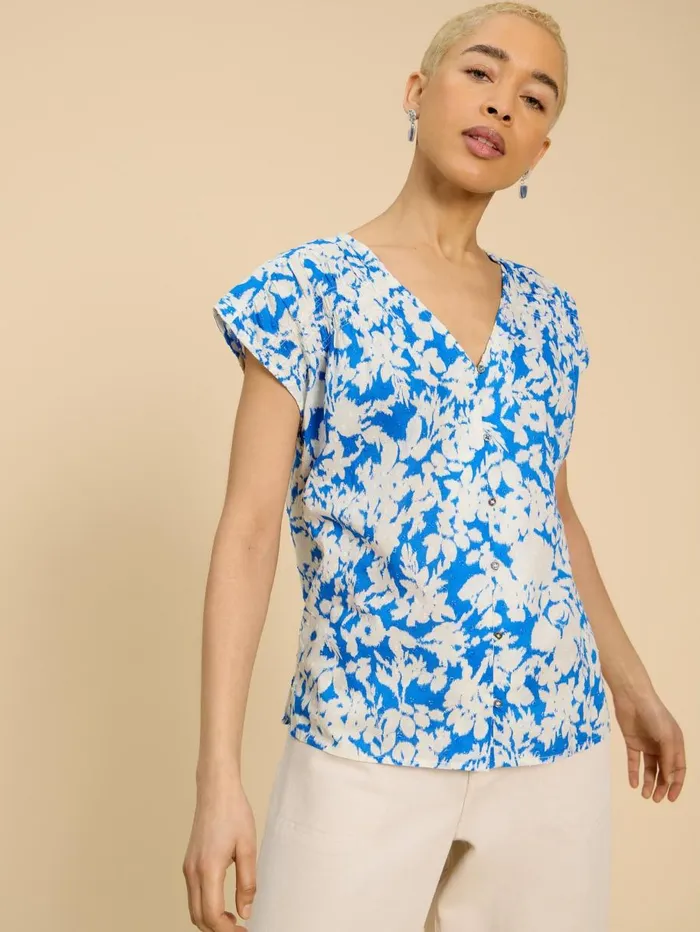 White Stuff SHIRTS and BLOUSES Rae Organic Cotton Vest Blue Multi 8211 Women White Stuff SHIRTS and BLOUSES Rae Organic Cotton Vest Blue Multi 8211 Women