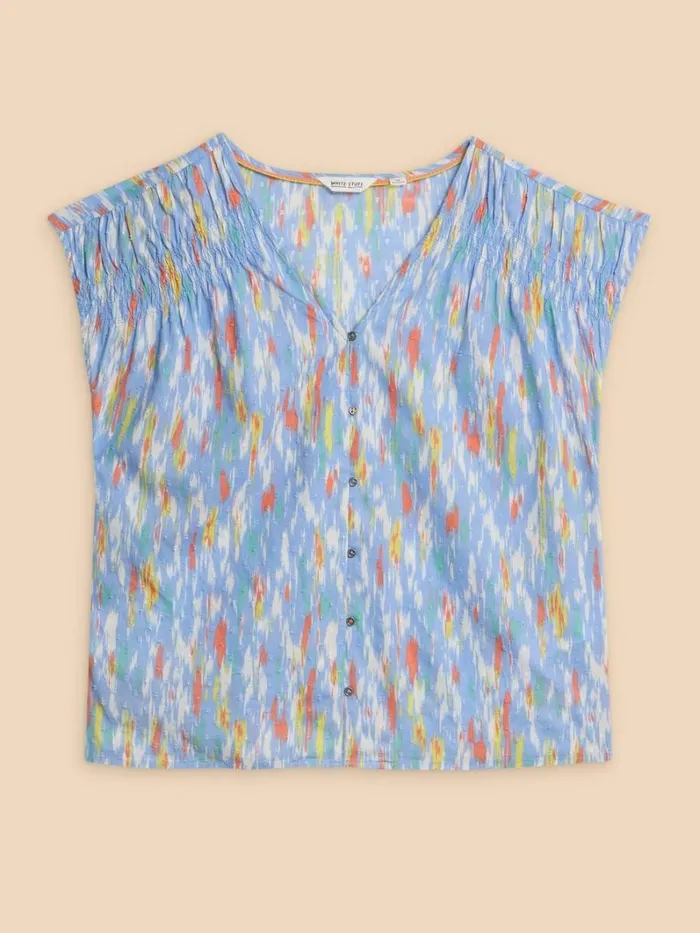 White Stuff SHIRTS and BLOUSES Rae Organic Cotton Vest Blue Print 8211 Women White Stuff SHIRTS and BLOUSES Rae Organic Cotton Vest Blue Print 8211 Women
