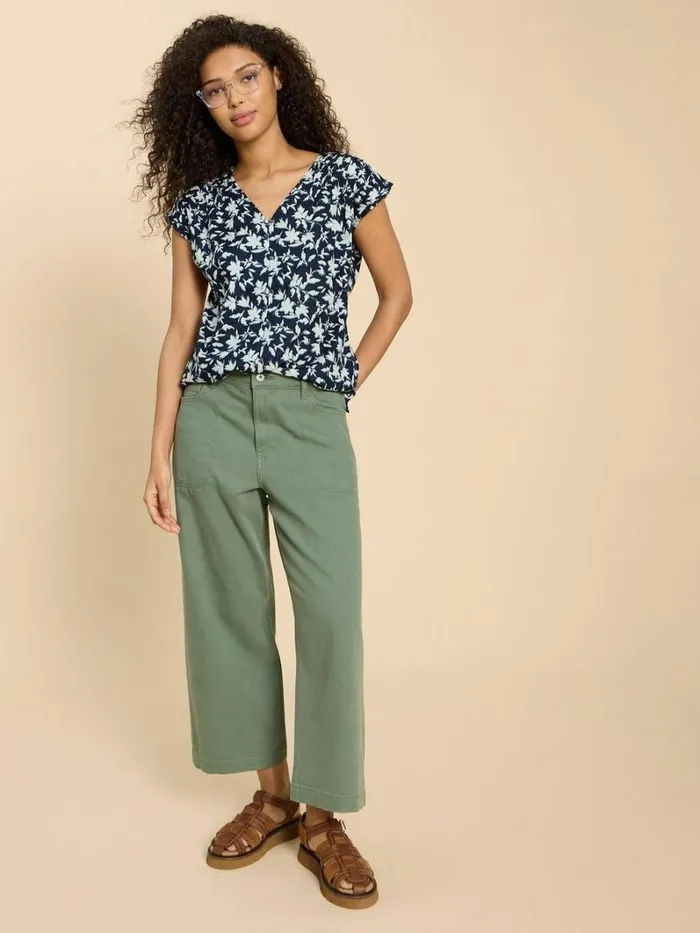 White Stuff SHIRTS and BLOUSES Rae Organic Cotton Vest Navy Print 8211 Women