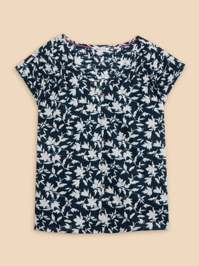White Stuff SHIRTS and BLOUSES Rae Organic Cotton Vest Navy Print 8211 Women