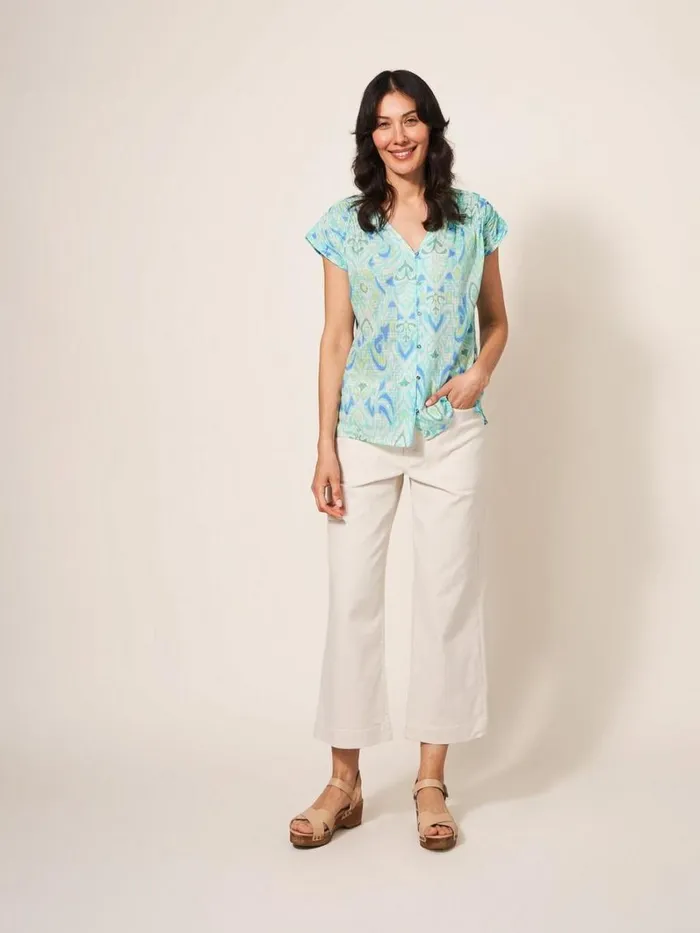 White Stuff SHIRTS and BLOUSES Rae Organic Vest Cotton Ivory Print 8211 Women