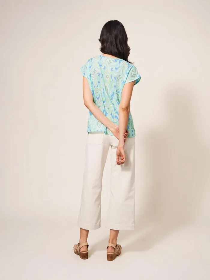White Stuff SHIRTS and BLOUSES Rae Organic Vest Cotton Ivory Print 8211 Women