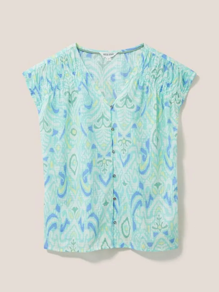White Stuff SHIRTS and BLOUSES Rae Organic Vest Cotton Ivory Print 8211 Women