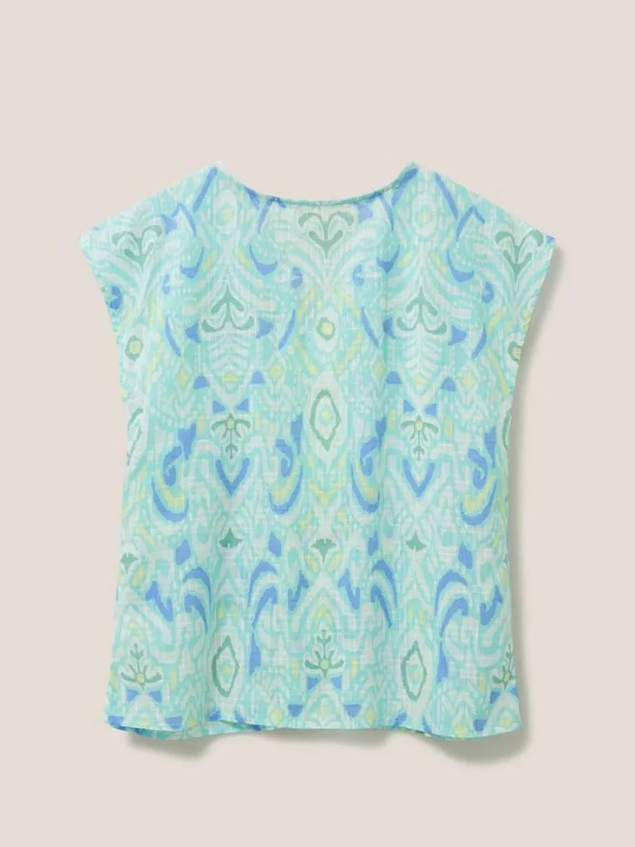 White Stuff SHIRTS and BLOUSES Rae Organic Vest Cotton Ivory Print 8211 Women