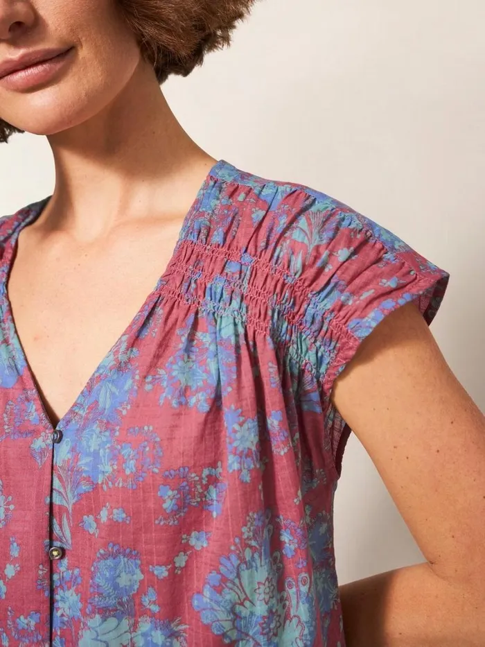 White Stuff SHIRTS and BLOUSES Rae Organic Vest Cotton Pink Multi 8211 Women