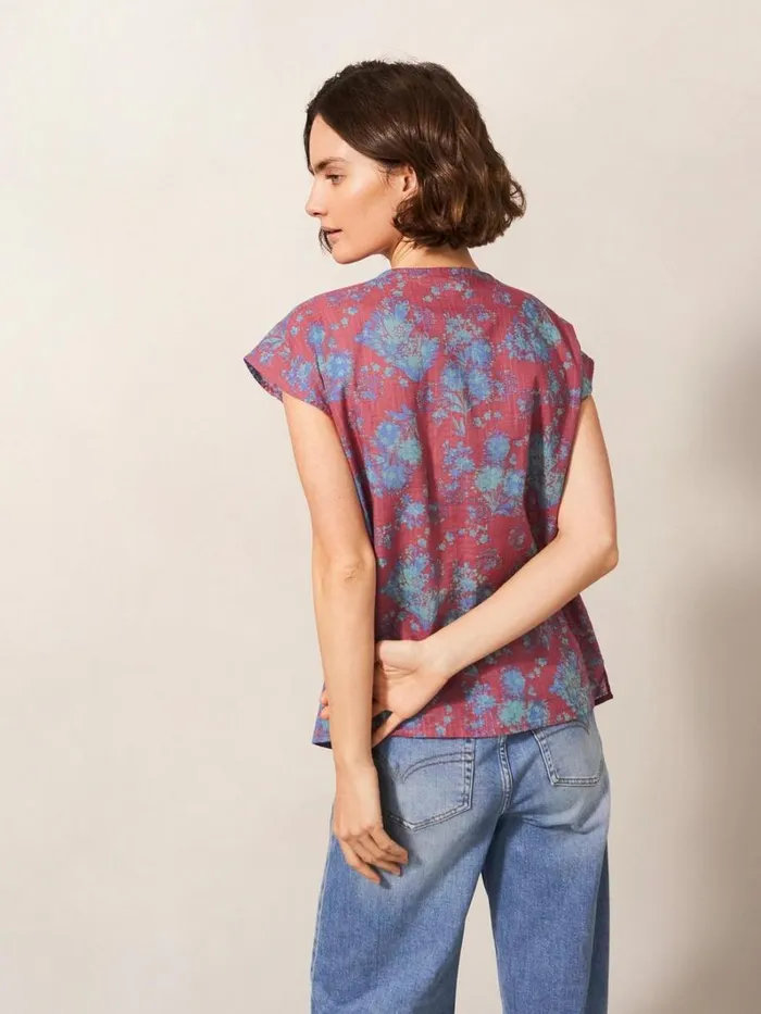 White Stuff SHIRTS and BLOUSES Rae Organic Vest Cotton Pink Multi 8211 Women