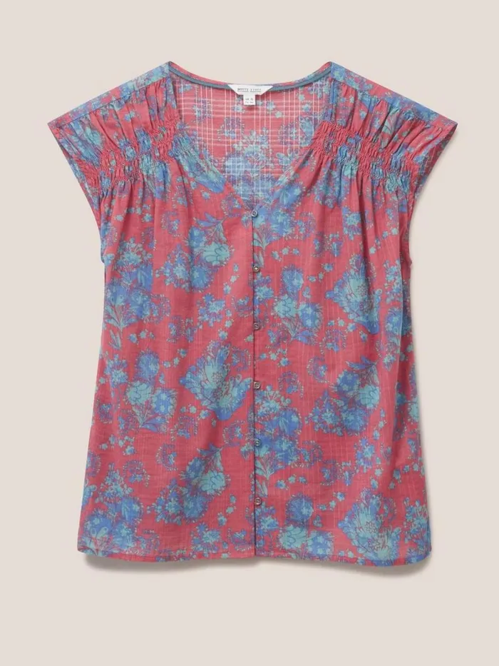 White Stuff SHIRTS and BLOUSES Rae Organic Vest Cotton Pink Multi 8211 Women