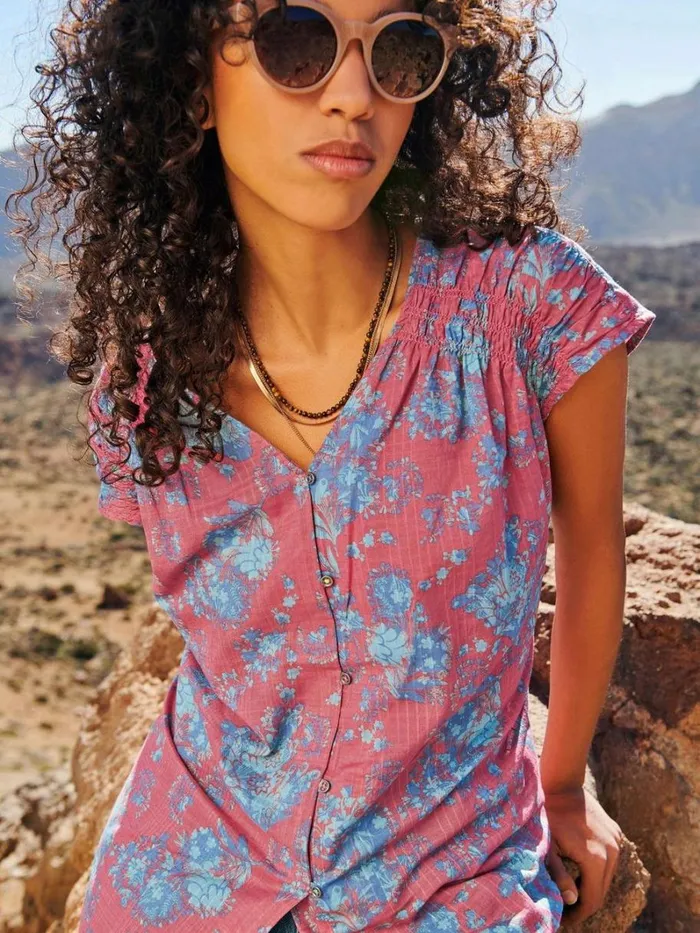 White Stuff SHIRTS and BLOUSES Rae Organic Vest Cotton Pink Multi 8211 Women