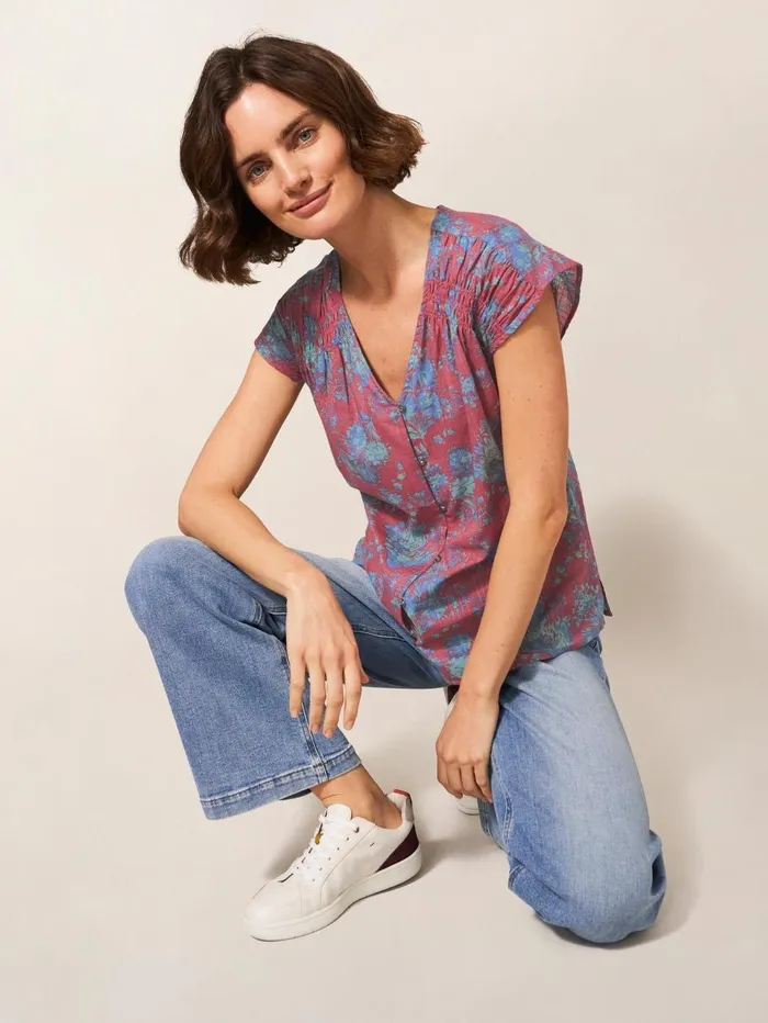White Stuff SHIRTS and BLOUSES Rae Organic Vest Cotton Pink Multi 8211 Women