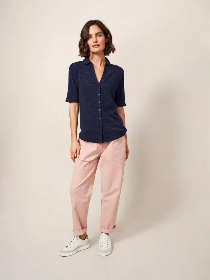 White Stuff SHIRTS and BLOUSES Rosie Rib Half Sleeve Dark Navy 8211 Women