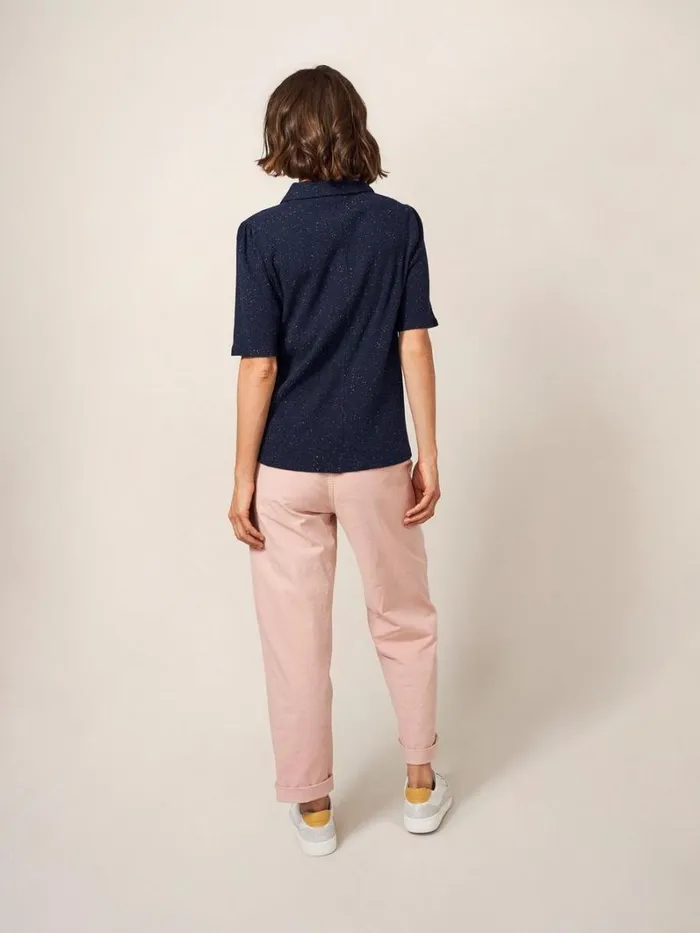White Stuff SHIRTS and BLOUSES Rosie Rib Half Sleeve Dark Navy 8211 Women
