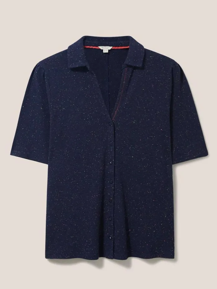 White Stuff SHIRTS and BLOUSES Rosie Rib Half Sleeve Dark Navy 8211 Women